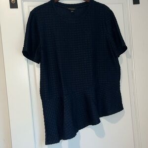 Banana Republic Navy asymmetrical waffle top